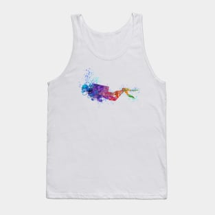 Scuba Diver Watercolor Painting Tank Top